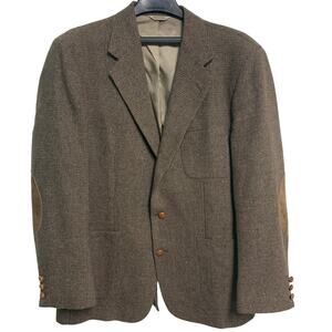 Stewart County Vintage Men's 100% Pure Wool Brown Tweed Suit Jacket Elbow Pads L